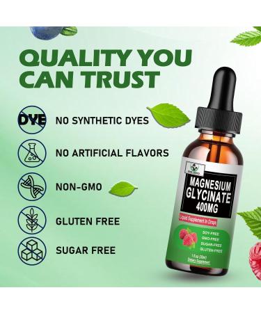 Magnesium Glycinate Liquid Drops Pure Magnesium Glycinate 400mg for Bone 6X High Absorption Liquid Magnesium Supplement Vegan Non-GMO Gluten-Free | 30 Servings Blueberry - Buy Online on GoSupps.com