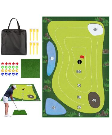 Youlvy Velcro Golf Chipping Game-Stick Chip Game, Battle Royale Golf Game with 4x6 ft Golf Chipping Mat and 20 Grip Balls, Golf Games for Adults Indoor for Home Backyard Office Mini Golf Set