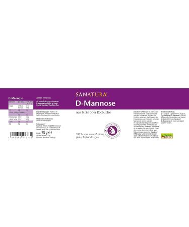  Sanatura Sanatura D-Mannose 75g Simple Plant Sugar from Nature Birch and/or Red Beech Wood Slightly Sweet Flavour Vegan Gluten Free - Buy Online on GoSupps.com