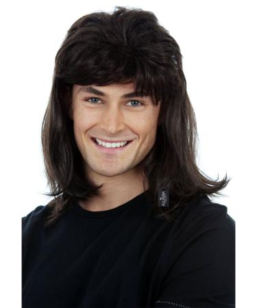 ALLAURA Waynes World Wig Wayne Campbell Hair - 80s Black Mullet Wig for Men Wayne 70s 80 Disco Costume Wigs Rocker Halloween