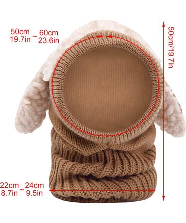 Baby Balaclava Double Pom Pom Knitted Hood Hat | Winter Warm Beanie Cap for Boys & Girls | Cute Small Bear Design | E-Brown - Buy Online on GoSupps.com