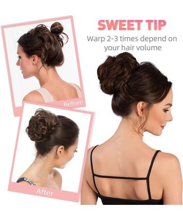 Vlasy Messy Bun Hair Piece Synthetic Hair Scrunchies Updo for Women F16/613# 60g - Curly Wavy Chignons Hair Extensions - Buy Online on GoSupps.com