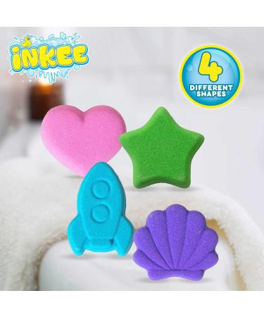 INKEE Bath Fizzer 40 Bath Bombs Enriched with Almond Oil - 4 Different Shapes Colours and Fragrances - Buy Online on GoSupps.com
