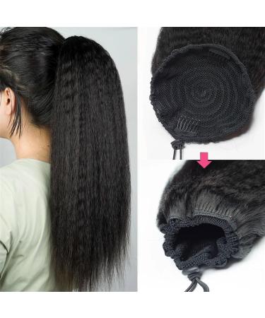 Ponytail Extension Brazilian Remy Hair 14-26" Afro Kinky Straight Drawstring Ponytail Human Hair Extensions Clip In Kinky Straight Ponytail Extensions for Women Ponytail Hairpiece for Women (Color : 12inches 100g Kinky Straight - Buy Online on GoSupps.com