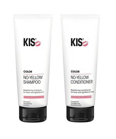No yellow kis goodbye yellow set: No yellow shampoo 250 ml no yellow conditioner 250 ml i hair shampoo i hair rinsing i anti-yellow tint
