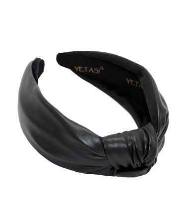 YETASI Black Leather Knotted Headband for Women: Because Messy Hair Days Deserve a Chic Solution