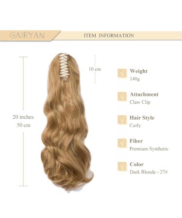 Buy Gairyan 50cm Dark Blonde Curly Ponytail Hair Extensions - Clip-In Wavy Synthetic Braid for Women - Buy Online on GoSupps.com