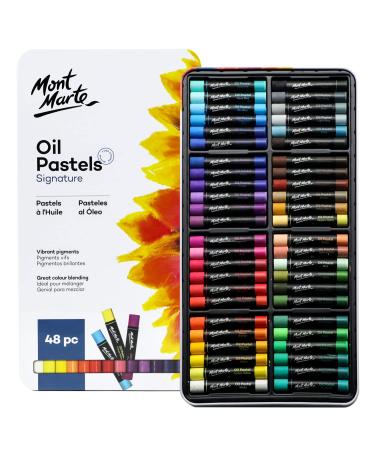 Mont Marte Oil Pastels in Tin Box Signature 48pc  48 Assorted Colors  Vibrant Oil Pastel Set  Great Blending and Layering  Comes in Storage Case  Ideal for Art  Craft  Coloring and Sketching 48 Count (Pack of 1) Oil Mult... - Buy Online on GoSupps.com