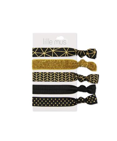 lille mus hair ties or bracelets black set of 5 glitter