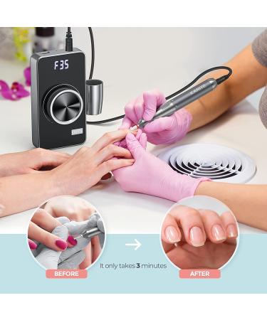 Karite Professional Nail Drill Machine for Acrylic Nails - 35000 RPM Electric File with 13 Bits, 30 Sanding Bands, USB Rechargeable - Portable Manicure Tool for Home Salon - Gray - Buy Online on GoSupps.com