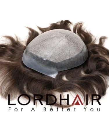 Lordhair Knotless Toupee for Men Skin Flat Injected Human Hair System Base Size 8x10 Inch Light Medium Density Front Contour A Shape Mens Hairpiece Medium Dark Brown 4# - Buy Online on GoSupps.com
