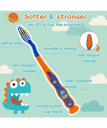 Buy Dinosaurs 4-Piece Kids Toothbrush Set - Travel Set with Cup Cap & Carry Bag - Fun & Functional Oral Care - Buy Online on GoSupps.com