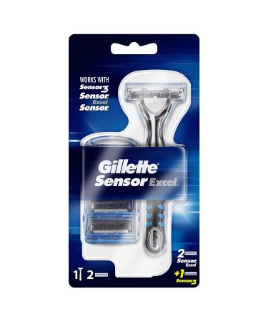 Gillette Sensor Excel Men's Razor + 3 Refill Blades - Self-Adjusting Twin Razor Blades - Buy Online on GoSupps.com