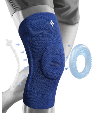 NEENCA Knee Brace for Men & Women Knee Compression Sleeve with Patella Gel Pad & Side Stabilizers Knee Support for Meniscus Tear ACL Arthritis Pain Relief (DarkBlue Large) Large DarkBlue