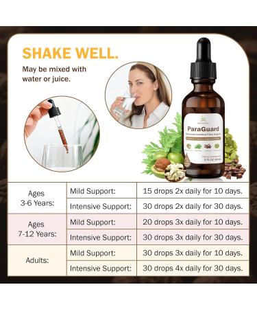 ParaGuard Cleanse Liquid - Organic Gut Health Intestinal Supplement - Formula with Black Walnut Wormwood Clove Pumpkin Seed & More - Natural Herbal Intestine Humans Body Gut Cleanser - 2 oz - Buy Online on GoSupps.com