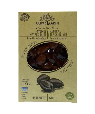 Olive s Earth Olives Noires Grecques Kalamata Pack de 4 x 200 g (Total 800 g) | Olives Authentiques de Gr ce | Vari t Traditionnelle Charnue | Sans Conservateurs
