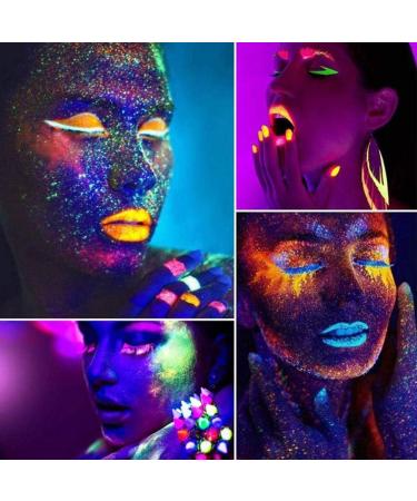 Neon Glitter Eyeshadow Palette 24 Colors Eyeshadow Glow Palette UV Glow in The Dark Blacklight Matte and Glitter Eye Shadow Pallet High Pigment Makeup Palette for Party - Buy Online on GoSupps.com