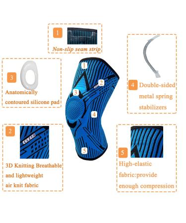 CLZYR Knee Compression Sleeve with Gel Pad & Stabilizers for Knee Pain Relief - Medium Black - Buy Online on GoSupps.com