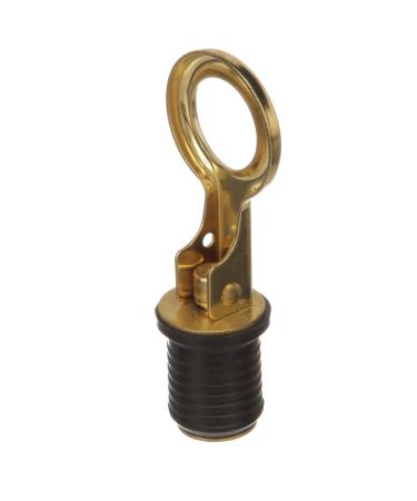 Attwood 7524A7 Snap-Handle Drain Plug, For 1-Inch-Diameter Drains, Locks in Place, Brass Handle, Rubber Plug