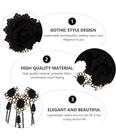 LALAFINA Gothic Chain Hairpin Gothic Hair Accessories Halloween hairpin Gothic Lace Rose Brooch Pin Rhinestone Tassel Hair Barrettes for Women Girls (Black) Halloween Hair Clips - Buy Online on GoSupps.com