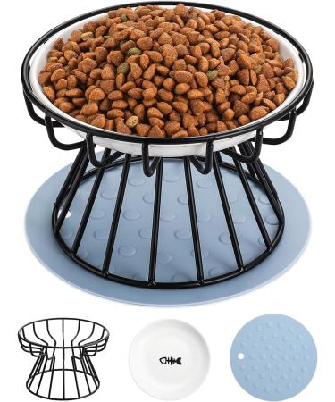 Dorakitten 2Pcs Ceramic Raised Cat Bowl Set | Anti-Vomiting & Non-Slip Cat Feeding Dish | Elevated Pet Bowl for Spine Health | Comfortable & Dishwasher Safe - Buy Online on GoSupps.com