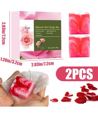 Yoni Soap - 2Pcs Yoni Bar Soap for Women | Natural Moisturizing Feminine Wash | Rose Scent | 100g Odor Eliminator - Buy Online on GoSupps.com