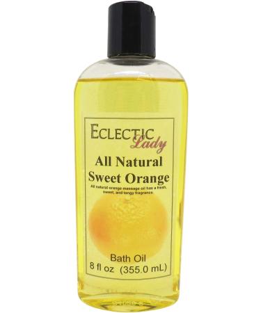 Sweet Orange Bath Oil by Eclectic Lady - Scented Bath Oil - Relaxing & Moisturizing Bathing Oil - Fragrance Body Oil For Dry & Rough Sensitive Skin - Body Daily Nourishing Shower Oil (8 oz) 8 Ounce