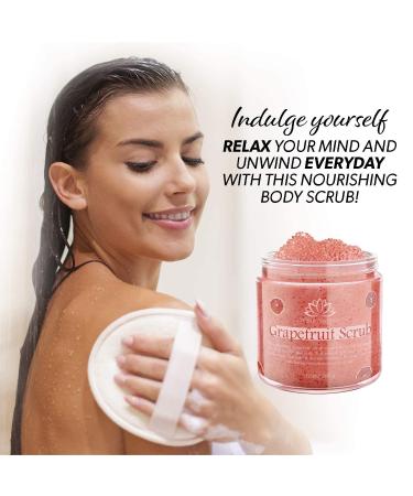 Organic Grapefruit Salt Scrub - Smooth Skin Exfoliator with Shea Butter & Vitamin E | 10 oz - Buy Online on GoSupps.com