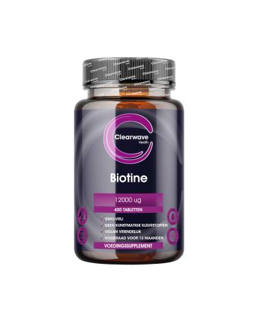 Biotin Hair Growth Supplement 12000 mcg High Strength 400 Tablets 13 Month Supply Vegan Made in the UK by Clearwave Health