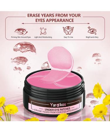 HUMSUBY 2 pieces collagen hydrogel antiaging eye mask with 5 pieces Travel 24K gold eye mask 60 pieces moisturizing eye pads against dark circles 30 pairs hyaluronic acid eye pads 24K pink + green - Buy Online on GoSupps.com