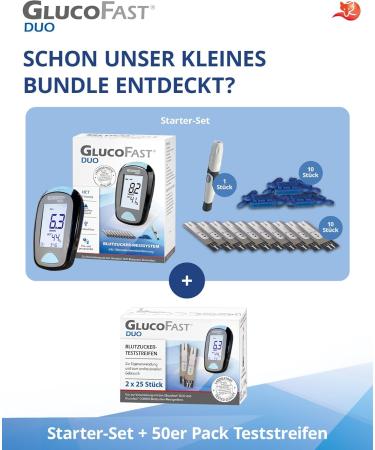 Gluco-Fist Duo Blood Sugar Measuring Device Set | 60 Test Strips & 110 Lanzetten | Precise & Simple MMOL/L Measurement for Optimal Health - Buy Online on GoSupps.com