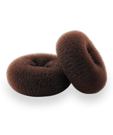 Hair Donut Bun Maker, Ring Style Bun, 2PCS Chignon Hair Large Doughnut Shaper for Thick and Long Hair (Large, 3.5 Inch/Brown) Large (Pack of 2) Brown