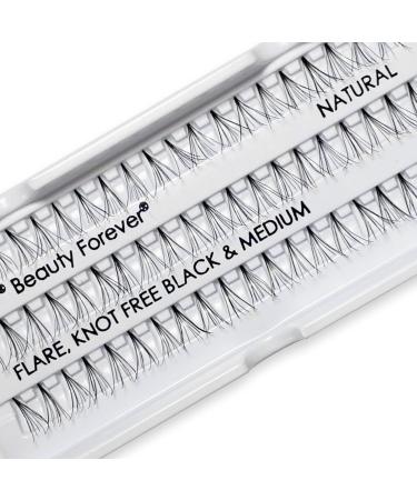 Beauty Forever Professional Individual Lashes 5 Ply Flare Black Knot Free For Natural Volume Available Sizes Short Medium & Long (BF1002-Medium) - Buy Online on GoSupps.com
