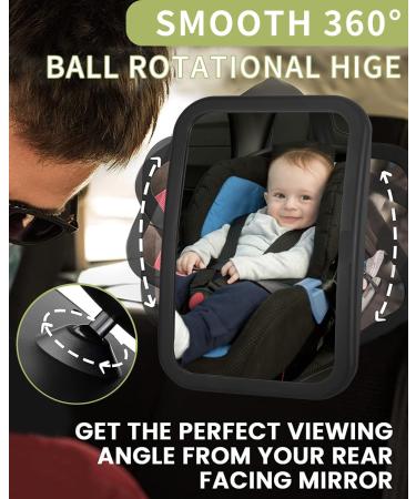 Shatterproof Baby Car Mirror for Backseat | Adjustable Rear View Mirror for Infants, Kids, and Pets - Black - Buy Online on GoSupps.com