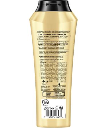 Schwarzkopf - Gliss - Precious Care Oil Shampoo - Dry/Very Damaged Hair - Anti-Breakage Action - 89% Natural Ingredients - 250 ml Bottle - Buy Online on GoSupps.com