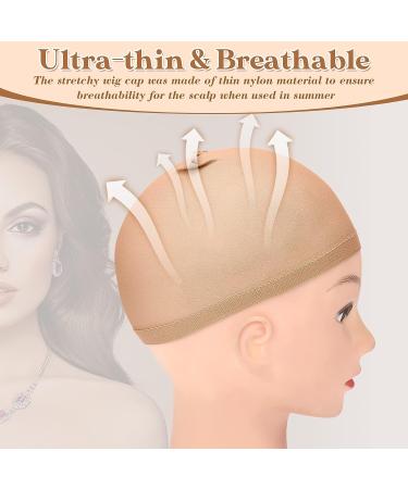 200 Pieces Nylon Stocking Wig Caps Bulk - Stretchy Bald Cap for Halloween Decorations - Brown/Light Brown Elastic Head Wig Accessories - Buy Online on GoSupps.com