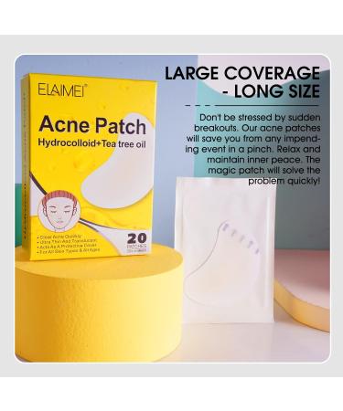 Hydrocolloid Acne Patch - Large Spot Control Stickers for Body Cheek Forehead & Chin | 20 Plasters for Effective Acne Treatment - Buy Online on GoSupps.com