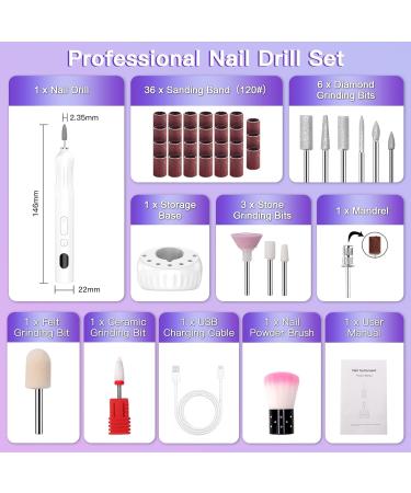 Kriogor Electric Nail File Set - 5-Speed Cordless Drill with 50pcs Bits and Drying Light - Professional Manicure Pedicure Kit for Acrylic Gel Nails - Gift for Women - Buy Online on GoSupps.com