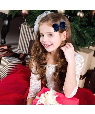 JUNRU Pair of Girls Navy Ribbon Style Bow Hair Beak Clips Slides - Buy Online on GoSupps.com