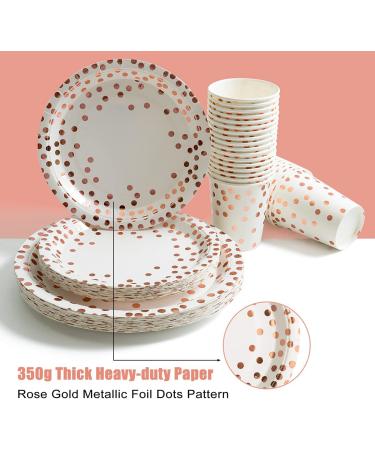175 Pieces Rose Gold Party Supplies - Rose Gold Dot on White Paper Plates and Napkins Cups Silverware Serves 25 Sets for Wedding Bridal Shower Engagement Birthday Parties White and Rose Gold - Buy Online on GoSupps.com