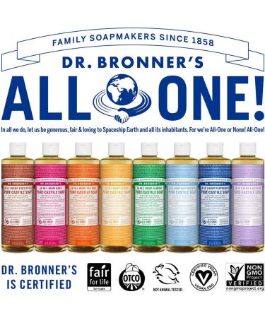 Dr. Bronner's Almond Pure-Castile Liquid Soap 16oz 2-Pack - Organic 18-in-1 Uses for Face, Body, Hair, Pets, & Dishes - Vegan & Non-GMO - Buy Online on GoSupps.com