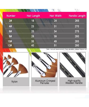 Amagic Fan Brush Set - Set of 6 Artist Soft Anti-Shedding Nylon Hair Paint Brushes for Acrylic, Watercolor, Oil Painting - Long Wood Handle with Storage Case - Buy Online on GoSupps.com