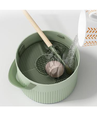 Makeup Brush Scrubber - 3 In 1 Silicone Countertop Makeup Cleaning Bowl | Multifunctional Cosmetic Brush Cleaner with Handle Brush Drying Rack for Makeup Sponge Puff Brush Povanjer Green - Buy Online on GoSupps.com