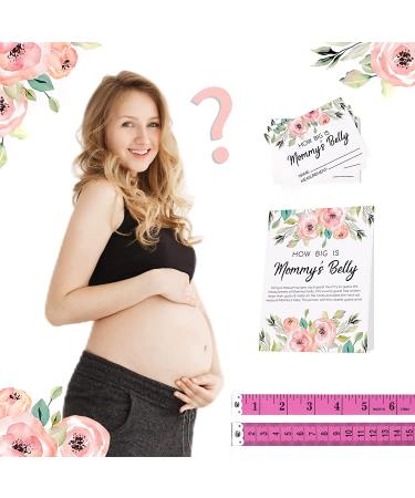 Baby Shower Measure Belly Game Set - 34 PCS Pink | How Big is Mommy's Belly | Includes 30 Guessing Cards, 3 Measuring Tapes, and Game Sign with Stand - Buy Online on GoSupps.com
