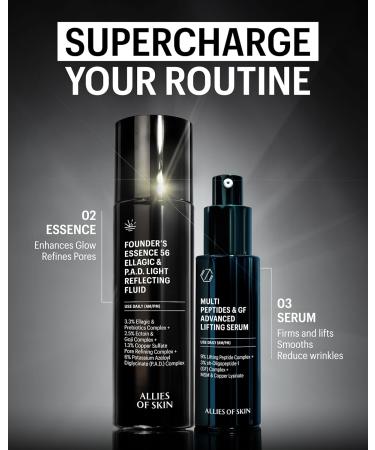 Allies of Skin Founder s Essence | Advanced Treatment with 56 Proven Active Ingredients | 6% P.A.D. Complex 3.3% Ellagic Acid + Peptides 1.3% Copper | For Skin Texture Tone & Radiance (3.4 fl oz) - Buy Online on GoSupps.com
