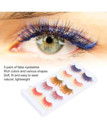 5 Pairs Colorful Eyelashes Set 6D Gradient Long Curled False Eye Lashes Soft Colored DIY Lash Extension Kit for Cosplay Stage Show - Buy Online on GoSupps.com