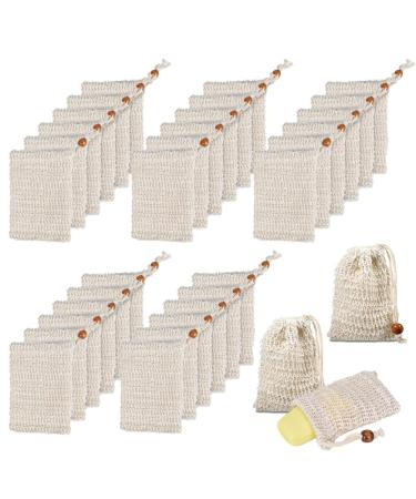 BUYGOO 40 Pack Soap Exfoliating Bag Pouch Soap Saver Natural Ramie Soap Bag Hand Made Soap Bag Mesh Soap with Drawstring for Bath & Shower Use - Buy Online on GoSupps.com