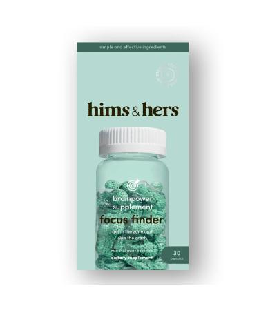 hims & hers Focus Finder Brainpower Supplement - Focus Supplement to Fight Fatigue and Brain Fog - DHA Caffeine and Ginseng Brain Health Supplement for Adults