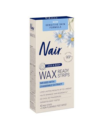 Nair Sensitive Ready Wax Strips 40 ct - Legs & Body | Fast & Easy Hair Removal - Buy Online on GoSupps.com