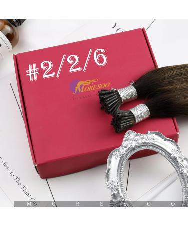 Moresoo 50 cm Real Hair Bonding Extensions - Darkest Brown & Light Brown I-Tip - 40g 50 Strands Remy Keratin Extensions - Buy Online on GoSupps.com